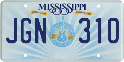 MS license plate JGN310