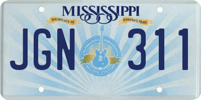 MS license plate JGN311