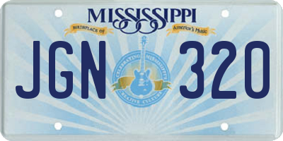 MS license plate JGN320