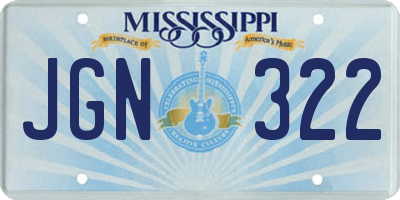 MS license plate JGN322