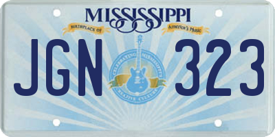 MS license plate JGN323