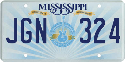 MS license plate JGN324