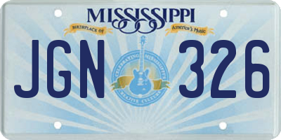 MS license plate JGN326