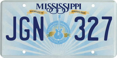 MS license plate JGN327