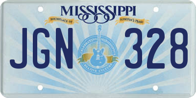 MS license plate JGN328