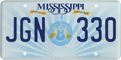 MS license plate JGN330