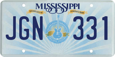 MS license plate JGN331