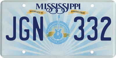 MS license plate JGN332