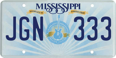 MS license plate JGN333