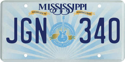 MS license plate JGN340