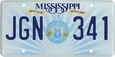 MS license plate JGN341