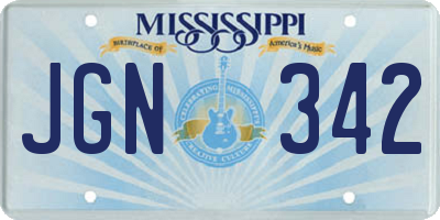 MS license plate JGN342