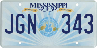 MS license plate JGN343