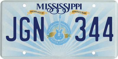 MS license plate JGN344