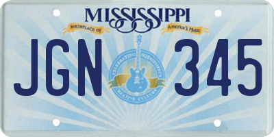 MS license plate JGN345