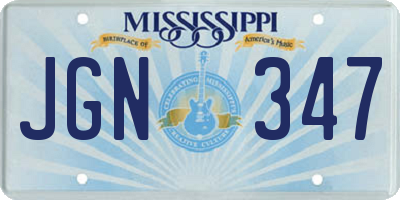 MS license plate JGN347