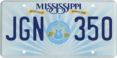 MS license plate JGN350