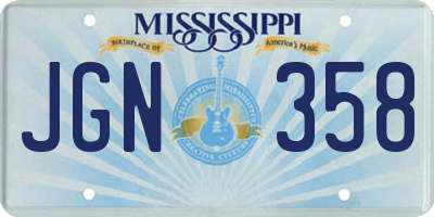 MS license plate JGN358
