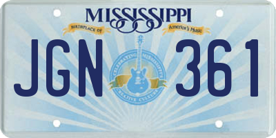 MS license plate JGN361