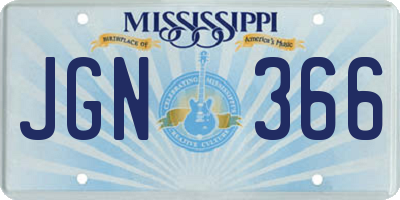 MS license plate JGN366