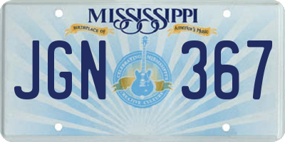 MS license plate JGN367