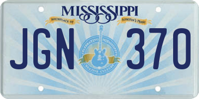 MS license plate JGN370