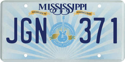 MS license plate JGN371