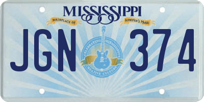MS license plate JGN374