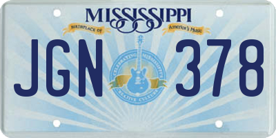 MS license plate JGN378