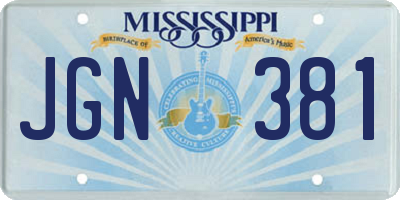 MS license plate JGN381