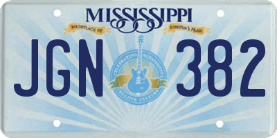 MS license plate JGN382