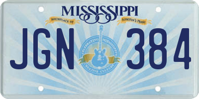 MS license plate JGN384