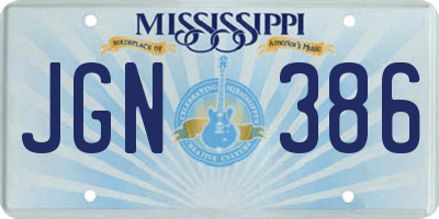 MS license plate JGN386