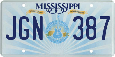 MS license plate JGN387