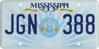 MS license plate JGN388