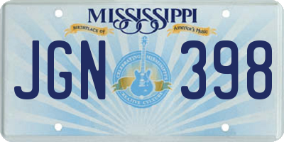 MS license plate JGN398