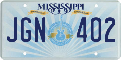 MS license plate JGN402