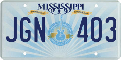 MS license plate JGN403