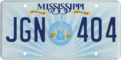 MS license plate JGN404