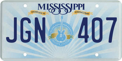 MS license plate JGN407
