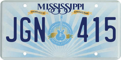 MS license plate JGN415