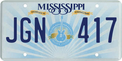 MS license plate JGN417