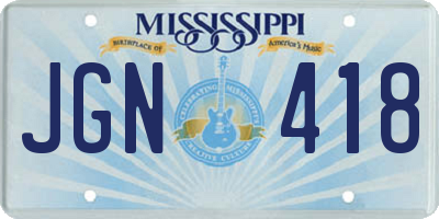 MS license plate JGN418