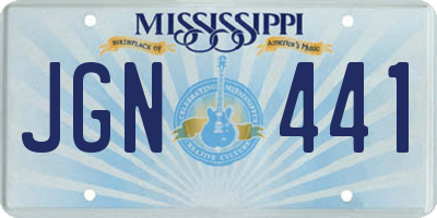 MS license plate JGN441