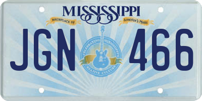 MS license plate JGN466