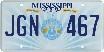 MS license plate JGN467