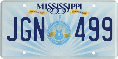 MS license plate JGN499