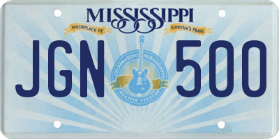 MS license plate JGN500