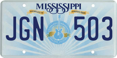 MS license plate JGN503