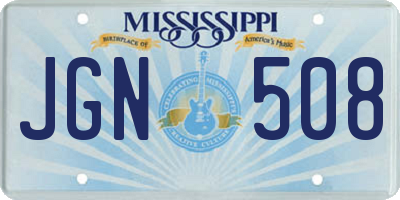MS license plate JGN508